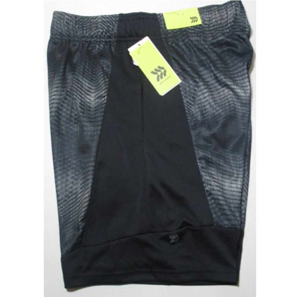 All in Motion Boys Black Basketball 8" Print Wicking Court Shorts Sz L Set of 2
